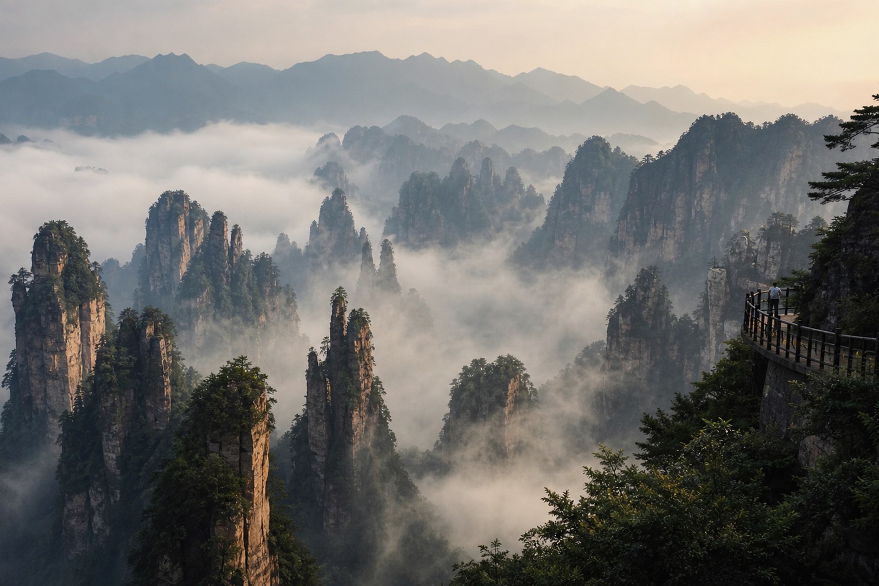 Misty mountain scenery, inspiration for a China nature trip